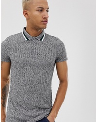 ASOS DESIGN Standard Longline Polo Shirt With Contrast Tipping In Interest Rib