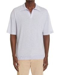Agnona Tipped Collar Cashmere Polo In Cloud At Nordstrom