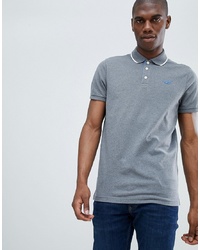 Hollister Tipped Pique Polo Seagull Logo Slim Fit In Mid Grey