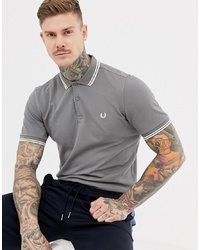 Fred Perry Twin Tipped Polo In Grey