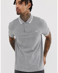 Fred Perry Twin Tipped Polo In Grey