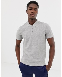 Selected Homme Waffle Polo Shirt In Grey