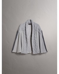 Burberry Cable Knit Cotton Blend Panelled Poncho