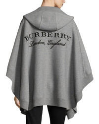Burberry Carla Hooded Open Front Poncho Gray
