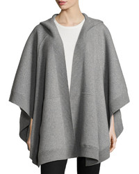 Burberry Carla Hooded Open Front Poncho Gray