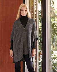 Neiman Marcus Cashmere Collection Cashmere Zip Front Cable Knit Poncho