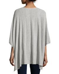Neiman Marcus Cashmere Featherweight Poncho Heather Gray