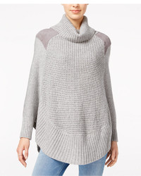 Maison Jules Faux Suede Trim Poncho Sweater Created For Macys