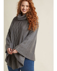 Modcloth Cable Knit Cowl Neck Poncho In Xxsxs