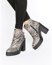 Grey Print Ankle Boots