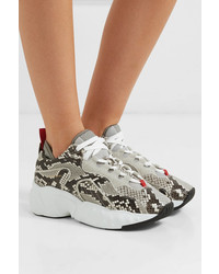 Acne Studios Manhattan Snake Effect Leather Suede And Mesh Sneakers