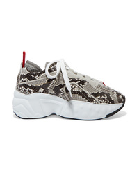 Acne Studios Manhattan Snake Effect Leather Suede And Mesh Sneakers
