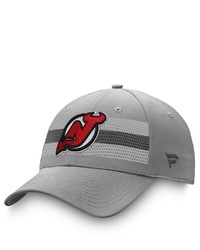 FANATICS Branded Gray New Jersey Devils Authentic Pro Home Ice Striped Snapback Hat