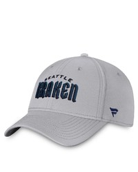 FANATICS Branded Gray Seattle Kraken Wordmark Flex Hat