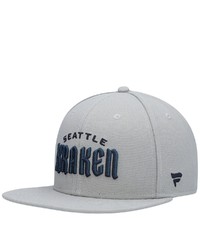 FANATICS Branded Gray Seattle Kraken Wordmark Logo Snapback Hat
