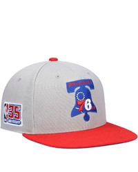 Mitchell & Ness Gray Philadelphia 76ers Hardwood Classics 35th Anniversary Snapback Hat