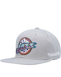 Mitchell & Ness Gray Utah Jazz English Dropback Snapback Hat At Nordstrom