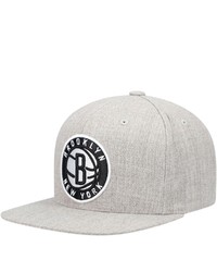 Mitchell & Ness Heathered Gray Brooklyn Nets Team Logo Snapback Hat In Heather Gray At Nordstrom
