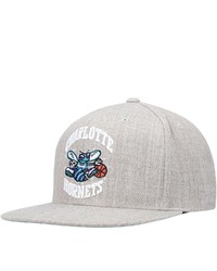 Mitchell & Ness Heathered Gray Charlotte Hornets Hardwood Classics Team Logo Snapback Hat In Heather Gray At Nordstrom
