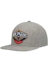 Mitchell & Ness Heathered Gray New Orleans Pelicans Team Snapback Hat In Heather Gray At Nordstrom