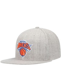 Mitchell & Ness Heathered Gray New York Knicks Team Logo Snapback Hat In Heather Gray At Nordstrom