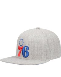Mitchell & Ness Heathered Gray Philadelphia 76ers Team Logo Snapback Hat In Heather Gray At Nordstrom