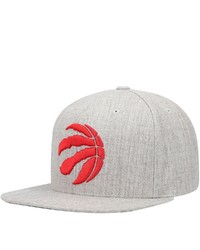 Mitchell & Ness Heathered Gray Toronto Raptors Team Logo Snapback Hat