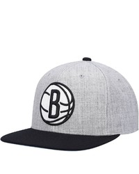 Mitchell & Ness Heathered Grayblack Brooklyn Nets Heathered Underpop Snapback Hat