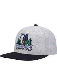 Mitchell & Ness Heathered Grayblack Minnesota Timberwolves Heathered Underpop Snapback Hat