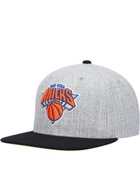 Mitchell & Ness Heathered Grayblack New York Knicks Heathered Underpop Snapback Hat