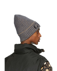 Gucci Blue And Taupe Wool Check Beanie