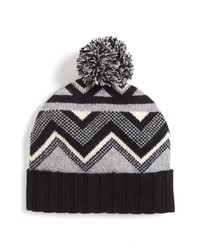 Nordstrom Fair Isle Wool Cashmere Pom Beanie In Black Combo At