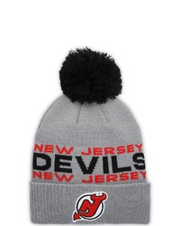 adidas Gray New Jersey Devils Team Cuffed Knit Hat With Pom At Nordstrom