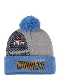 Mitchell & Ness Grayblue Denver Nuggets Hardwood Classics Draft Cuffed Knit Hat With Pom At Nordstrom