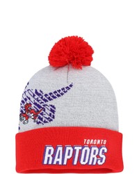Mitchell & Ness Grayred Toronto Raptors Hardwood Classics Draft Cuffed Knit Hat With Pom At Nordstrom