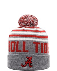 Top of the World Heathered Gray Alabama Crimson Tide Ensuing Cuffed Knit Hat With Pom In Heather Gray At Nordstrom
