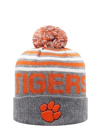 Top of the World Heathered Gray Clemson Tigers Ensuing Cuffed Knit Hat With Pom In Heather Gray At Nordstrom