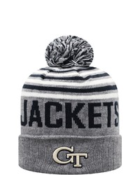 Top of the World Heathered Gray Tech Yellow Jackets Ensuing Cuffed Knit Hat With Pom In Heather Gray At Nordstrom