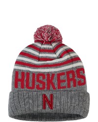 Top of the World Heathered Grayscarlet Nebraska Huskers Ensuing Cuffed Knit Hat With Pom In Heather Gray At Nordstrom