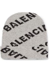 Balenciaga Logo Jacquard Virgin Wool And Camel Hair Blend Beanie