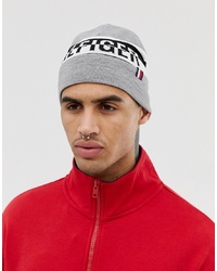 Tommy Hilfiger Logo Knitted Beanie In Grey Mix