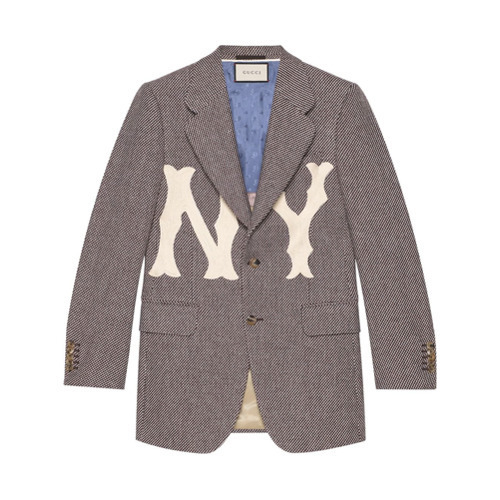Gucci Houndstooth Coat With NY Yankees™ Patches - Farfetch