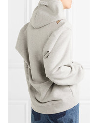 Vetements Printed Cotton Blend Jersey Hooded Top Light Gray