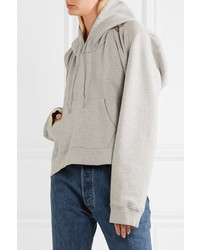 Vetements Printed Cotton Blend Jersey Hooded Top Light Gray