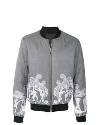 Versace Collection Striped Patterned Bomber Jacket