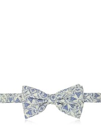 Forzieri Gray And Blue Floral Woven Silk Pre Tied Bow Tie