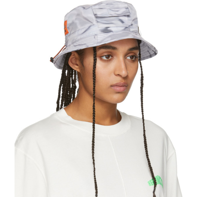 Heron Preston Grey Logo Bucket Hat, $99 | SSENSE | Lookastic