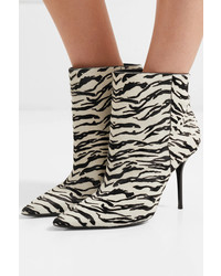 Saint Laurent Pierre Zebra Print Calf Hair Ankle Boots