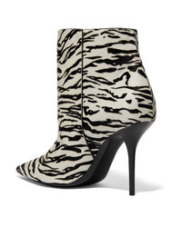 Saint Laurent Pierre Zebra Print Calf Hair Ankle Boots