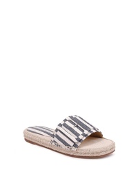 Grey Print Canvas Flat Sandals